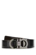 Ferragamo Leather Reversible Belt — Black