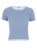 Magda Butrym Lace-Trimmed Cupro T-Shirt — Blue