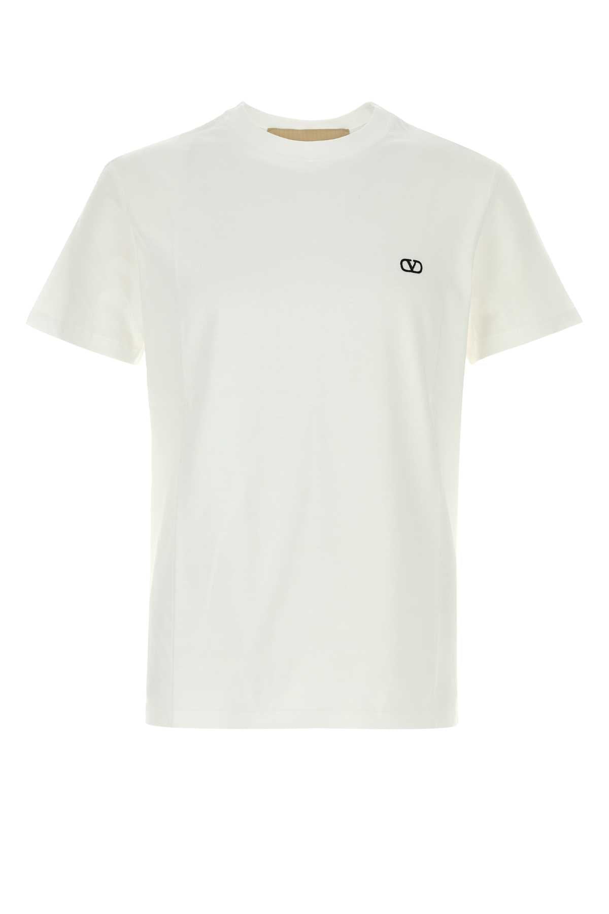 Valentino Garavani Logo-Embroidered Cotton T-Shirt — White