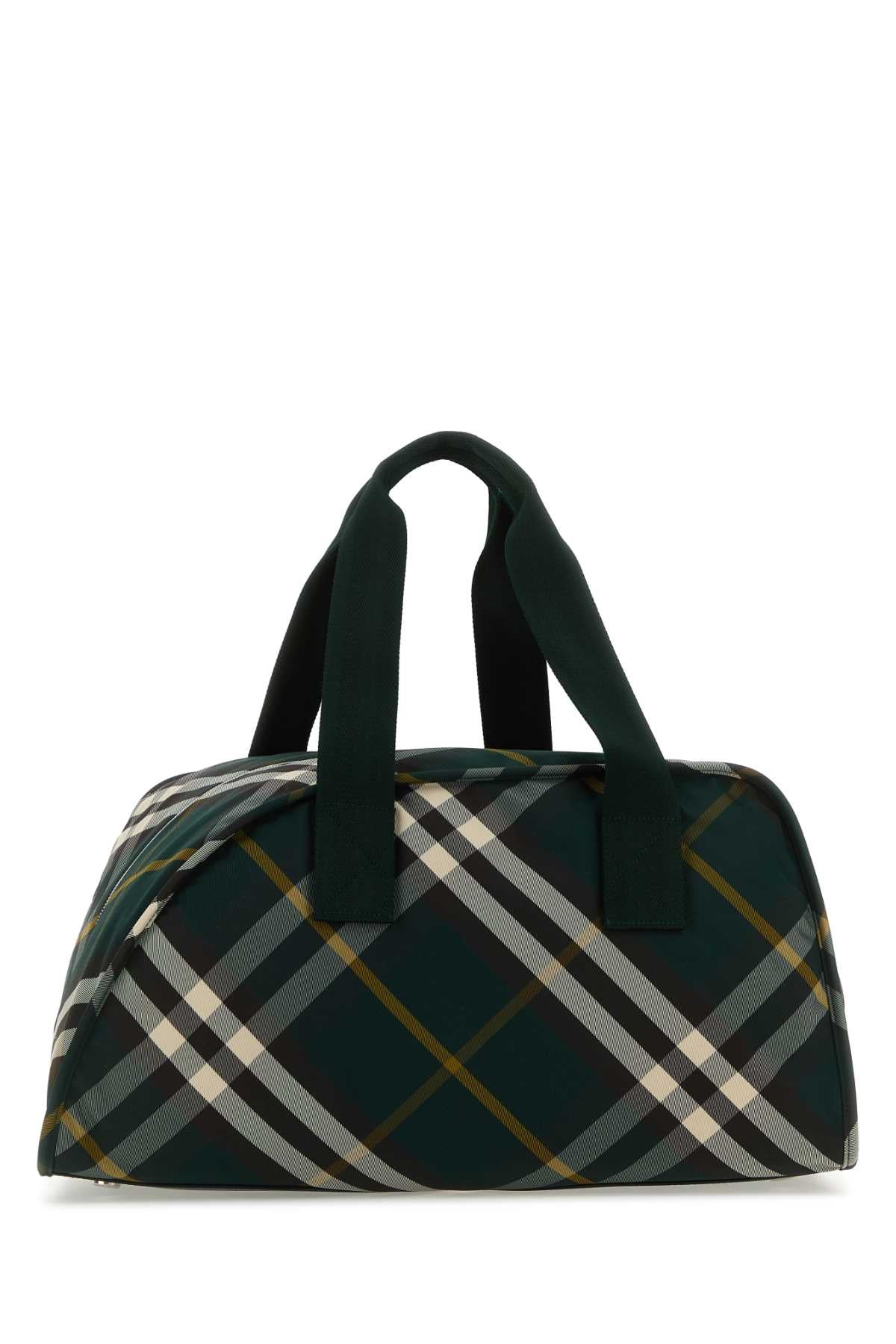 Burberry Plaid Nylon Travel Bag — Green