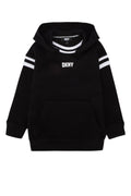 Dkny Junior Logo-Embroidered Striped Hoodie — Black