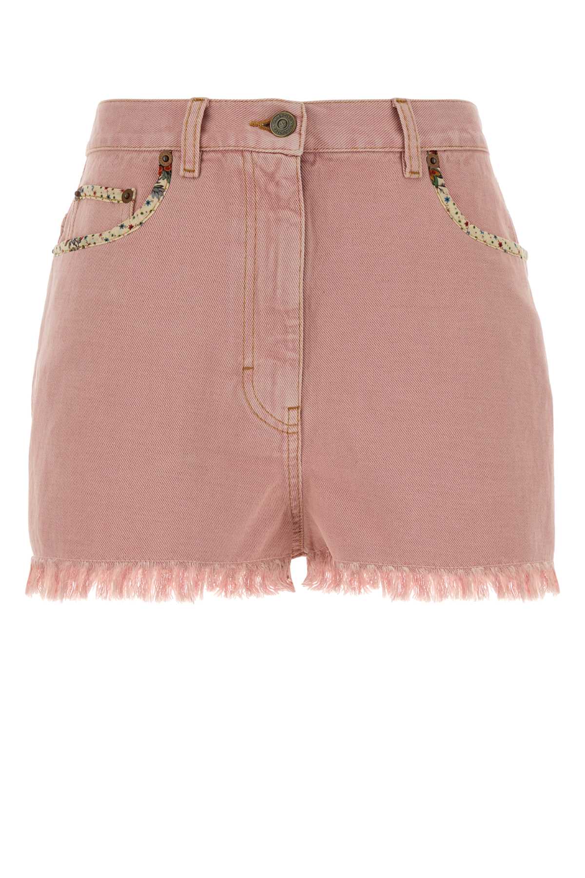 Valentino Garavani Denim Denim Shorts — Pink