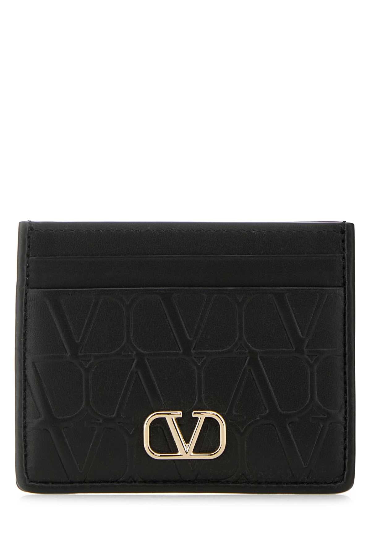 Valentino Garavani Vlogo Leather Card Case — Black