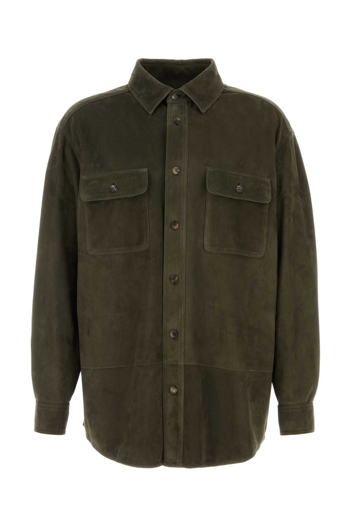 Loewe Suede Overshirt — Green