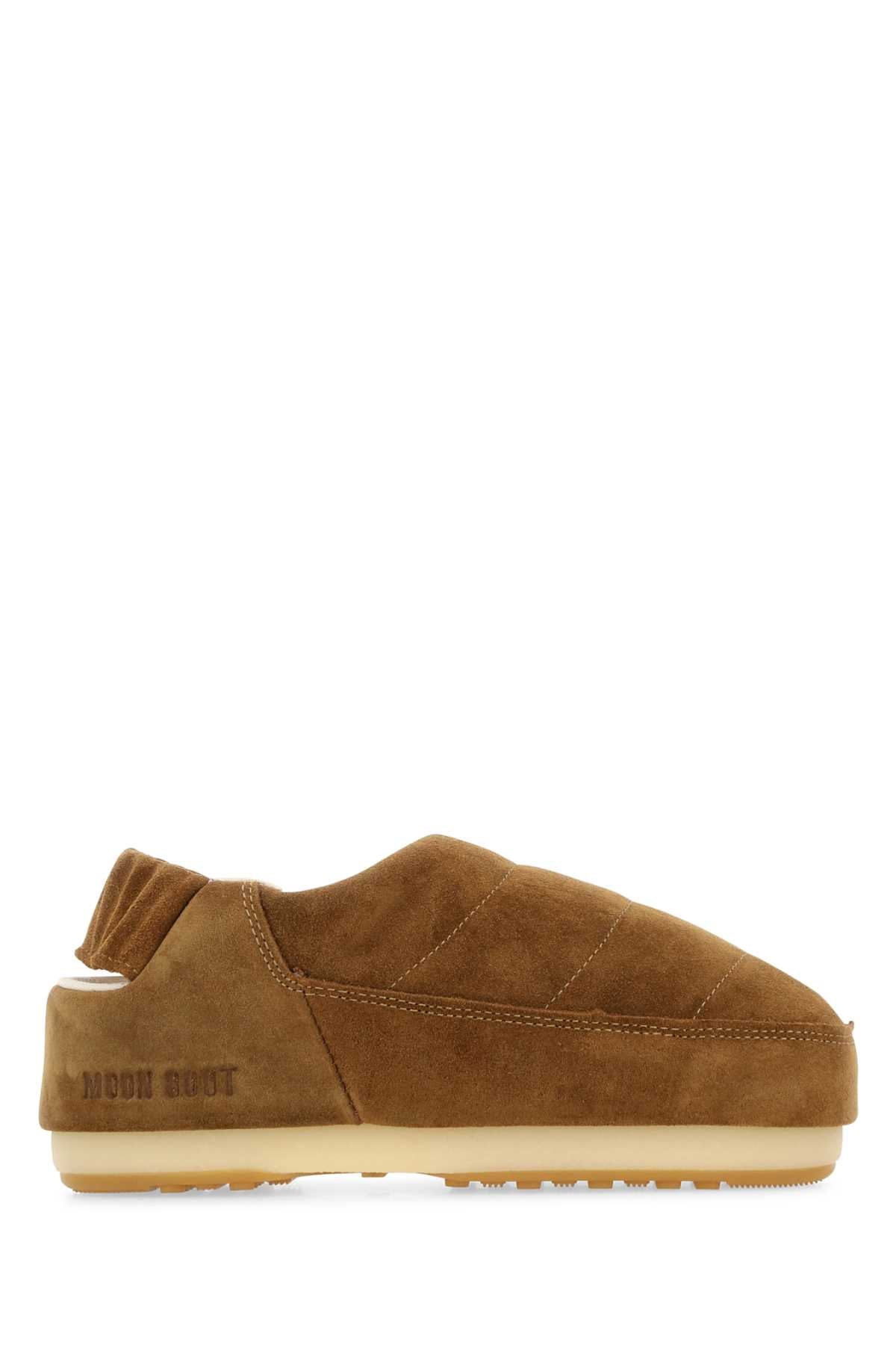 Moon Boot Quilted Suede Slipper — Cognac