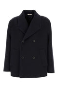 Valentino Garavani Virgin Wool Double-Breasted Coat — Navy
