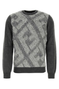 Fendi Argyle-Jacquard Wool Blend Sweater — Gray