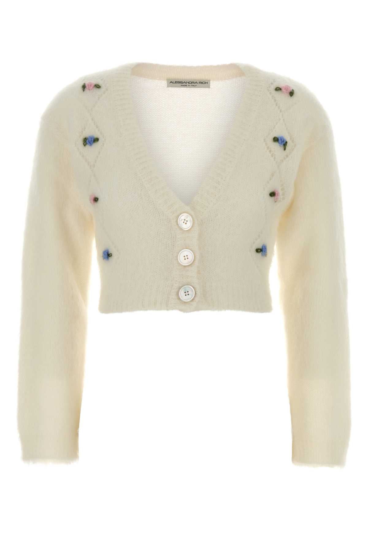 Alessandra Rich Mohair Cardigan — Ivory