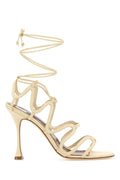 Manolo Blahnik Fawda Heel Sandal — Beige