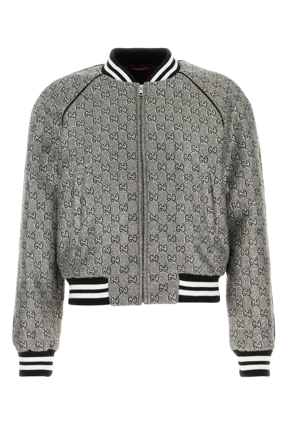 Gucci GG Tweed Bomber Jacket — Gray