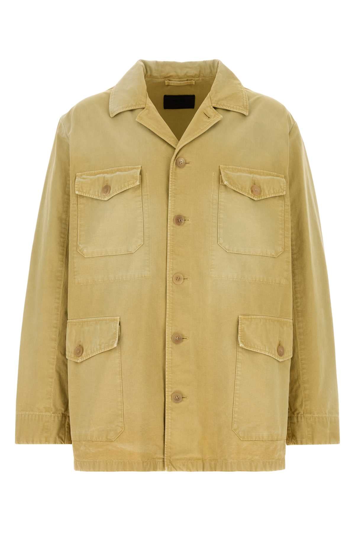 Prada Cotton Overshirt Jacket — Beige