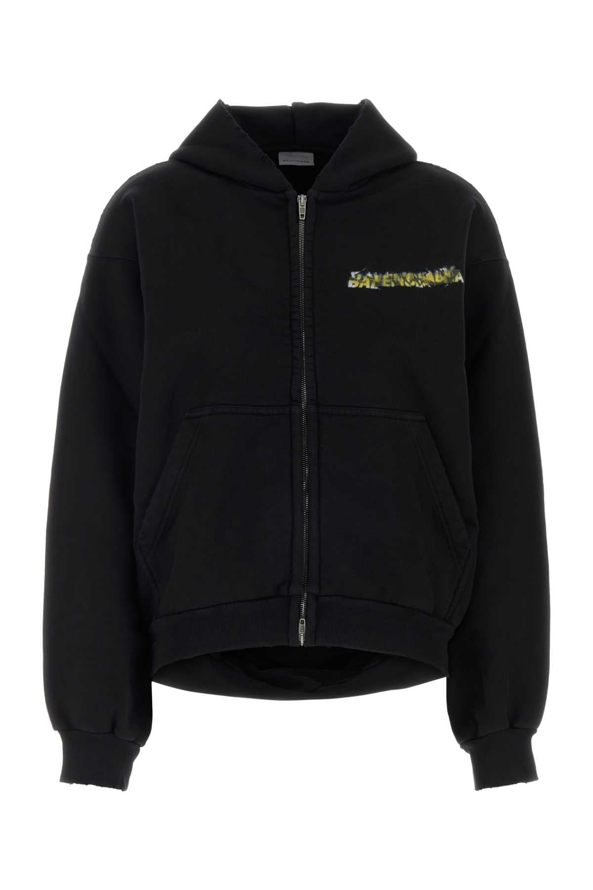 Balenciaga Hoodie Sweatshirt — Black