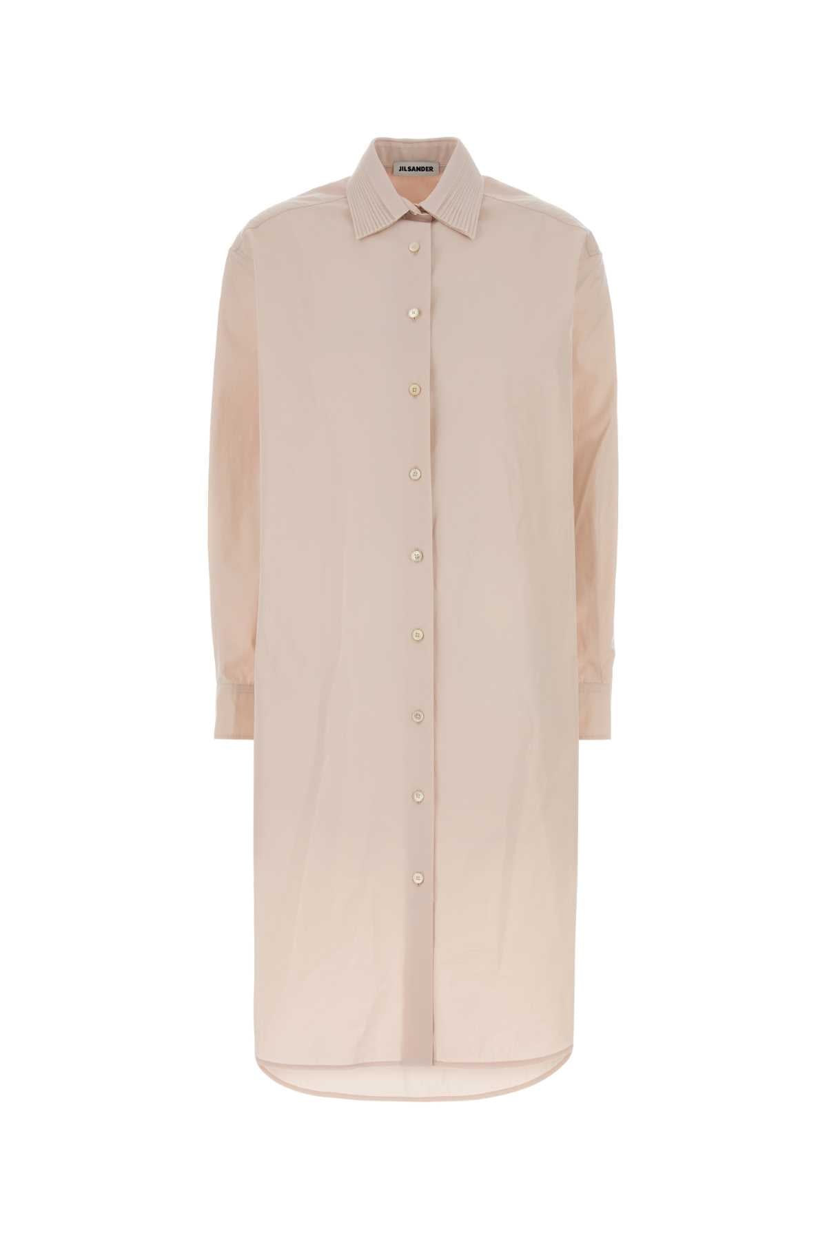 Jil Sander Cotton Poplin Shirt Dress — Pink