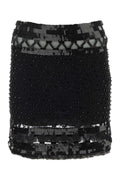 Alberta Ferretti Embellished Mesh Mini Skirt — Black