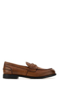 Miu Miu Leather Strap Moccasin Loafer — Brown