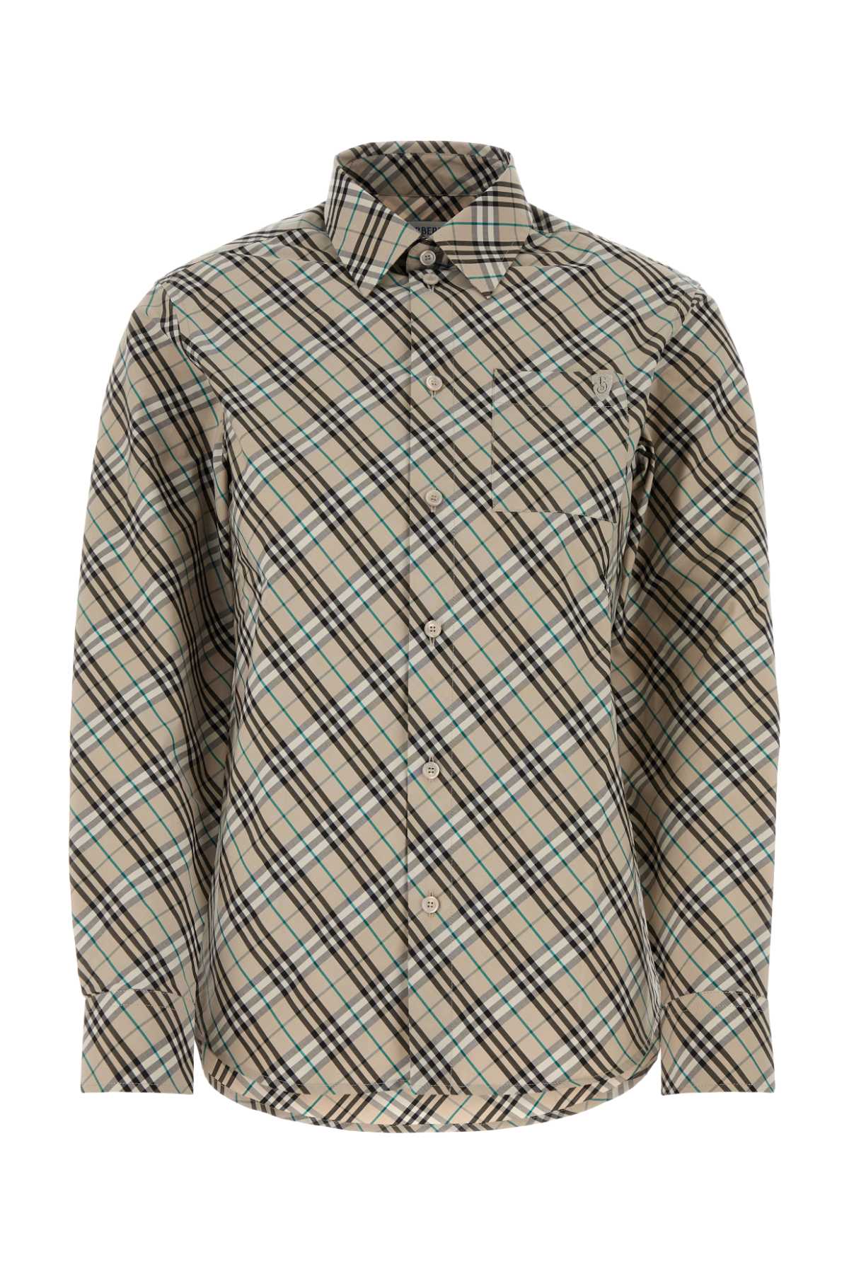 Burberry Plaid Poplin Shirt — Beige