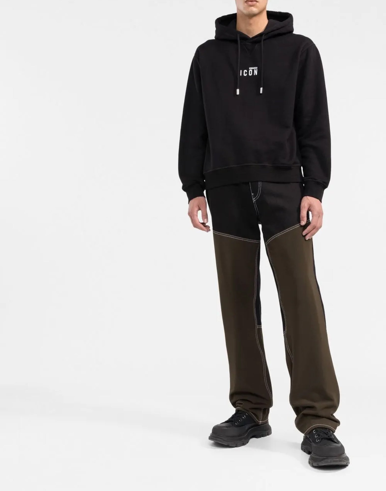Dsquared2 Logo-Embroidered Cotton Hoodie — Black