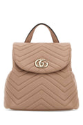 Gucci Chevron-Quilted Leather Backpack — Beige