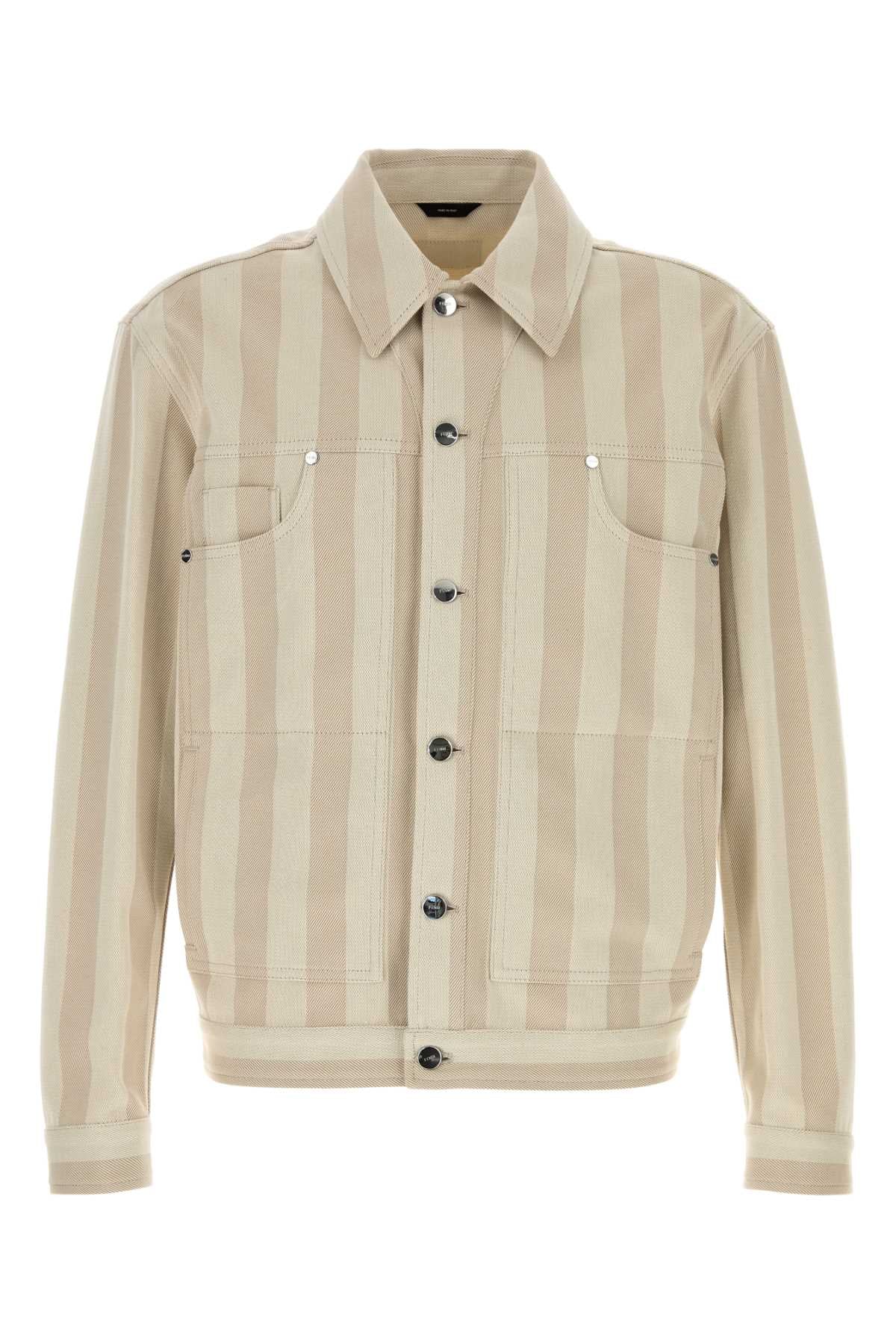 Fendi Striped Cotton Jacket — Beige