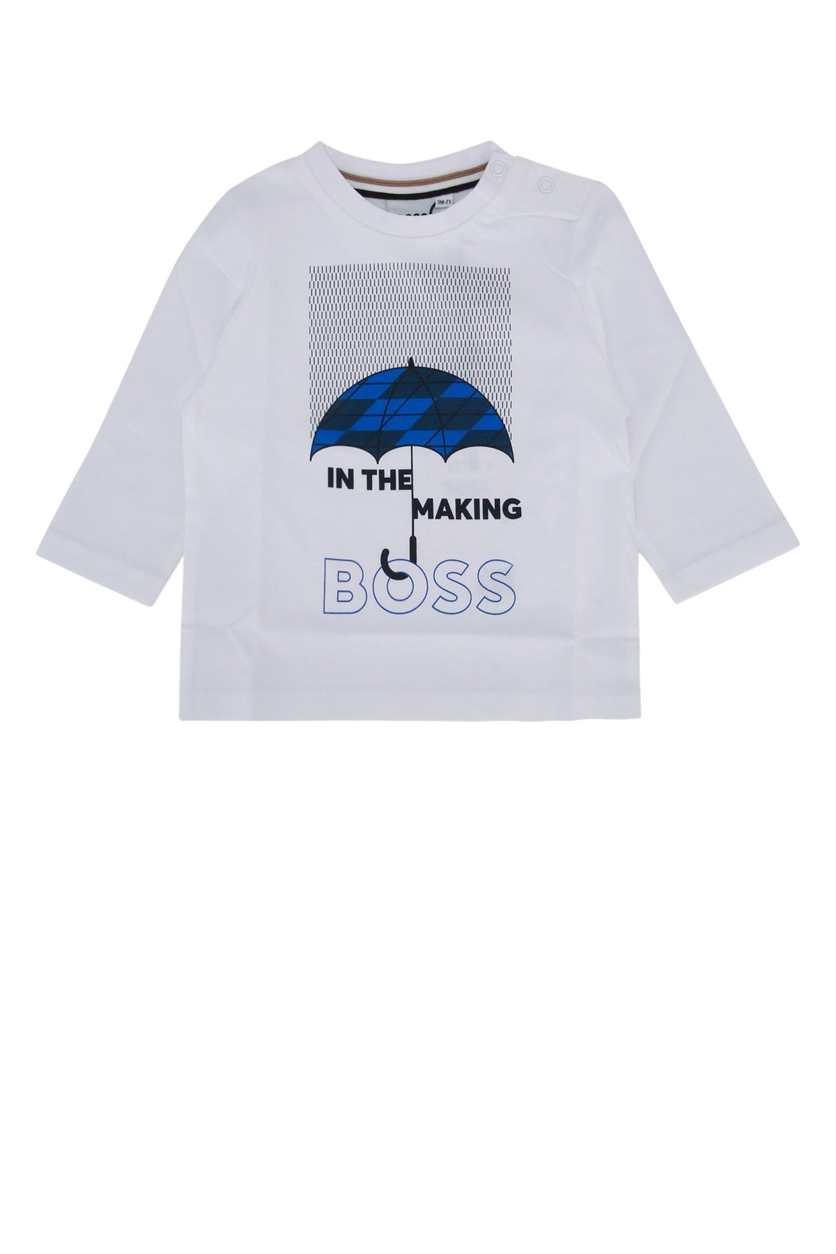 Boss Kids Umbrella Graphic Print T-Shirt — White