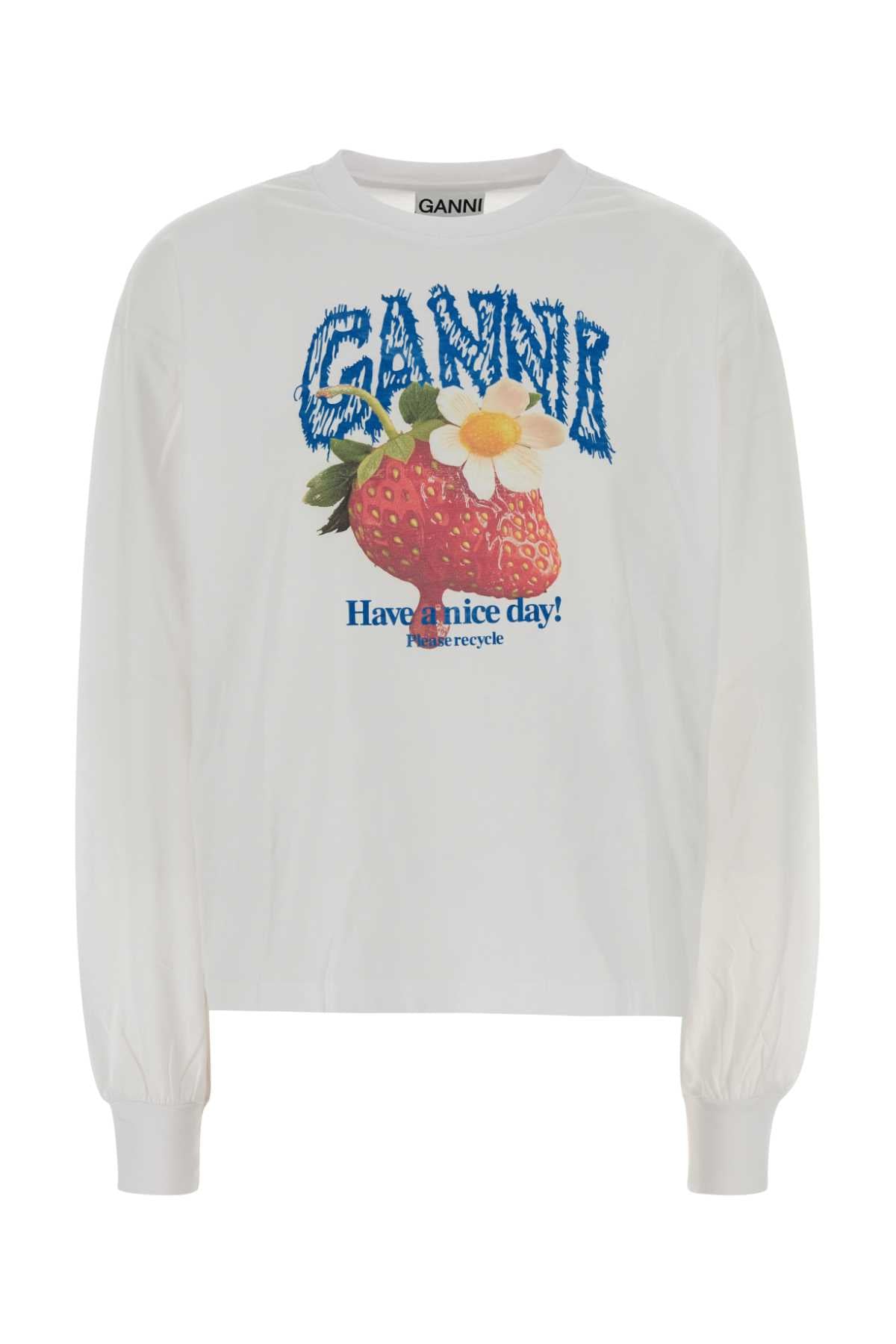 Ganni Cotton Sweatshirt — White