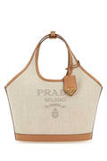 Prada Canvas and Leather Shoulder Bag — Beige