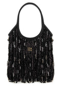 Miu Miu Sequin-Embellished Fabric Shoulder Bag — Black
