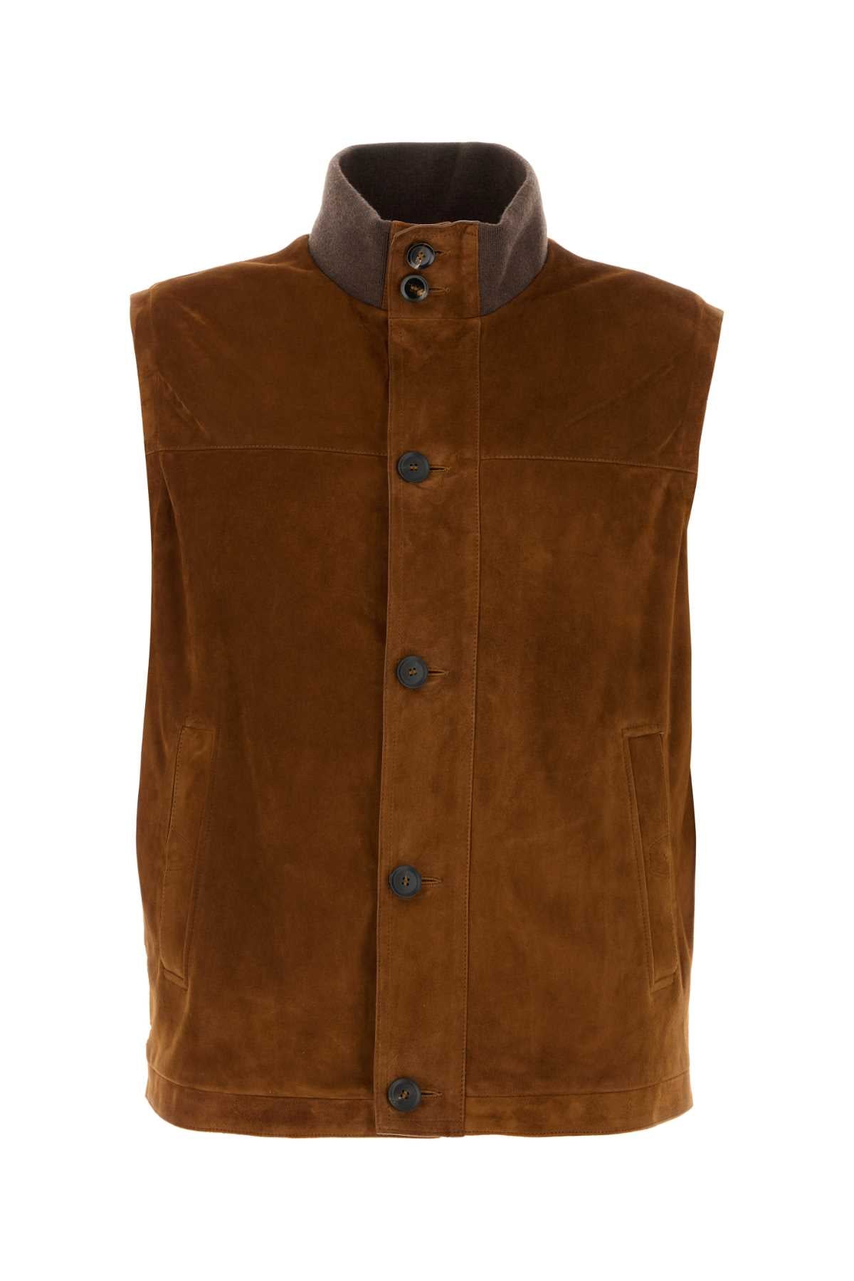 Brioni Suede Vest — Brown