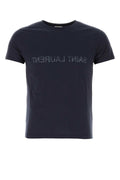 Saint Laurent Logo-Embossed Cotton T-Shirt — Navy