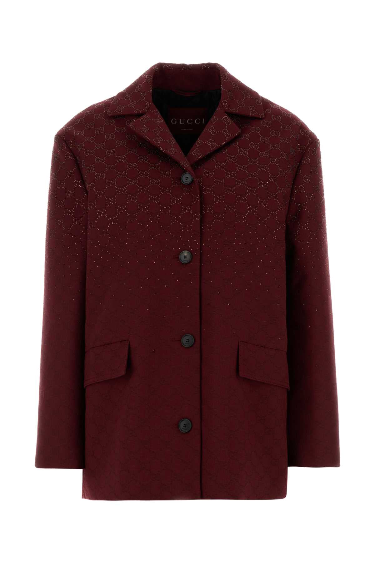 Gucci GG Jacquard Cotton Mix Blazer — Red