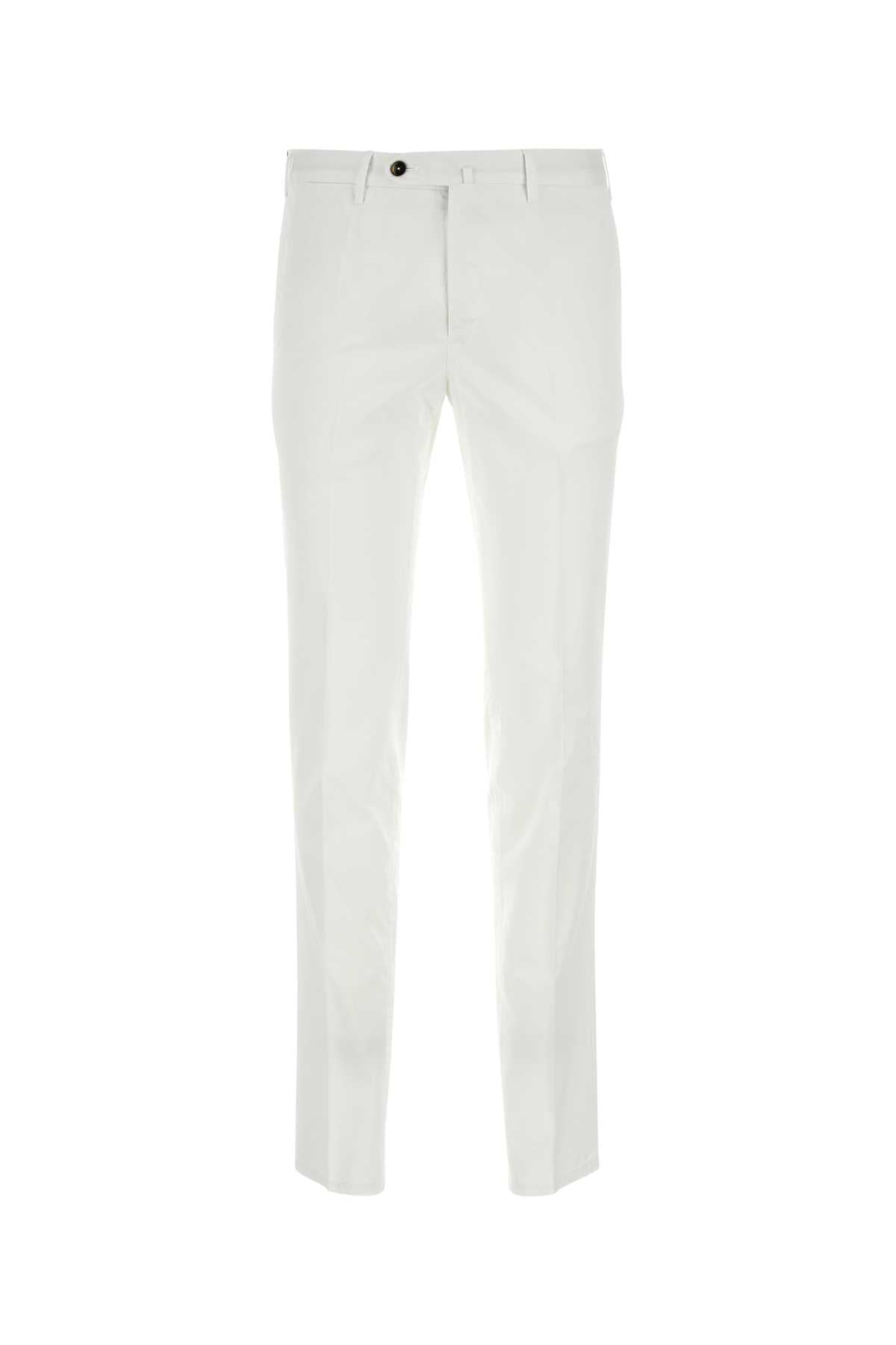 Pt Torino Stretch Cotton Blend Silkochino Trousers — White