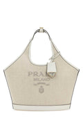 Prada Linen Canvas Shoulder Bag — Beige