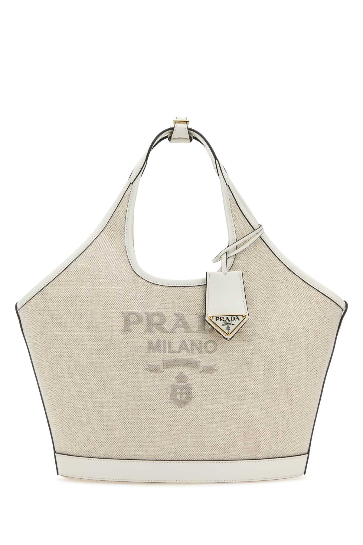 Prada Linen Canvas Shoulder Bag — Beige