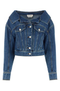 Alexander McQueen Cropped Denim Denim Jacket — Blue