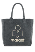 Isabel Marant Logo-Embroidered Cotton Tote Bag — Gray
