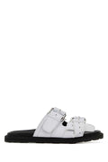 Moschino Buckle-Strap Leather Slider — White