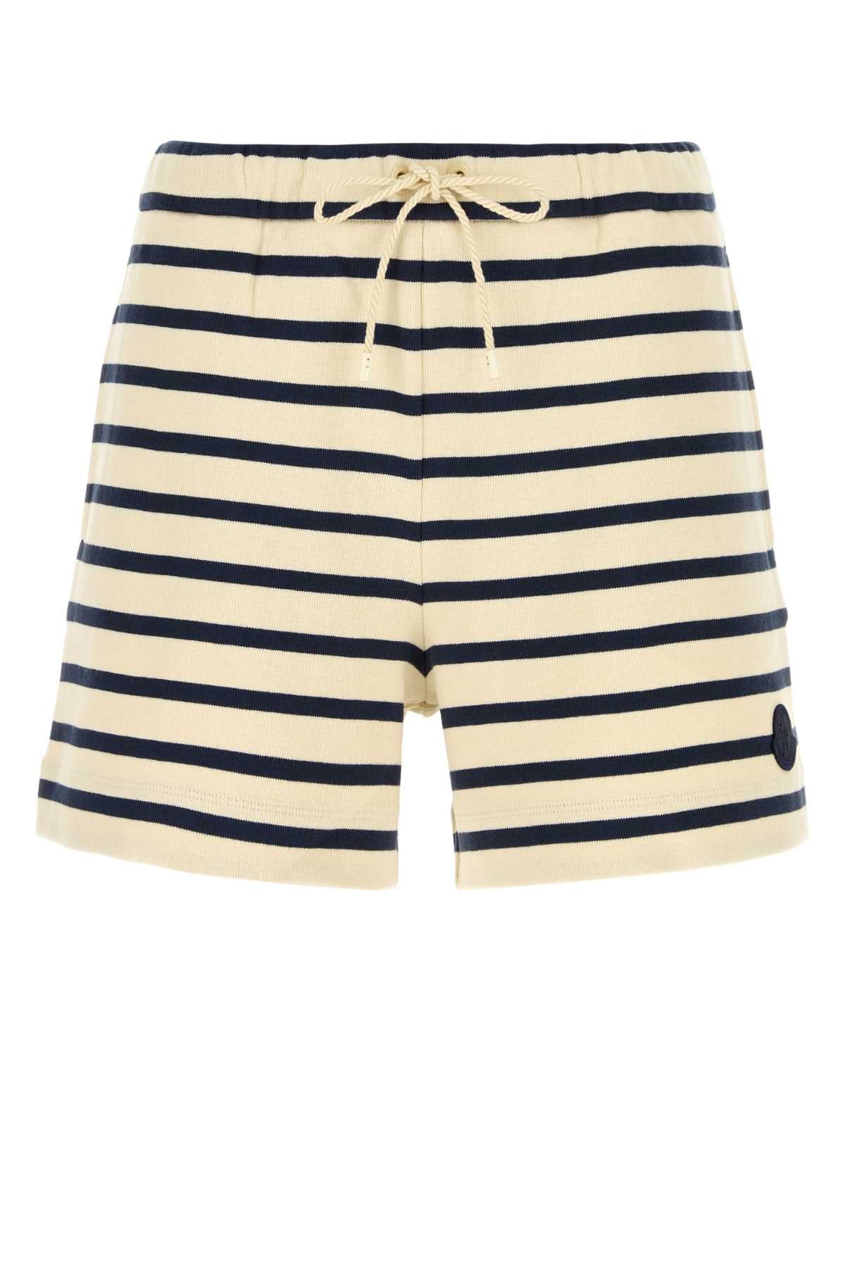 Moncler Striped Cotton Bermuda — Beige