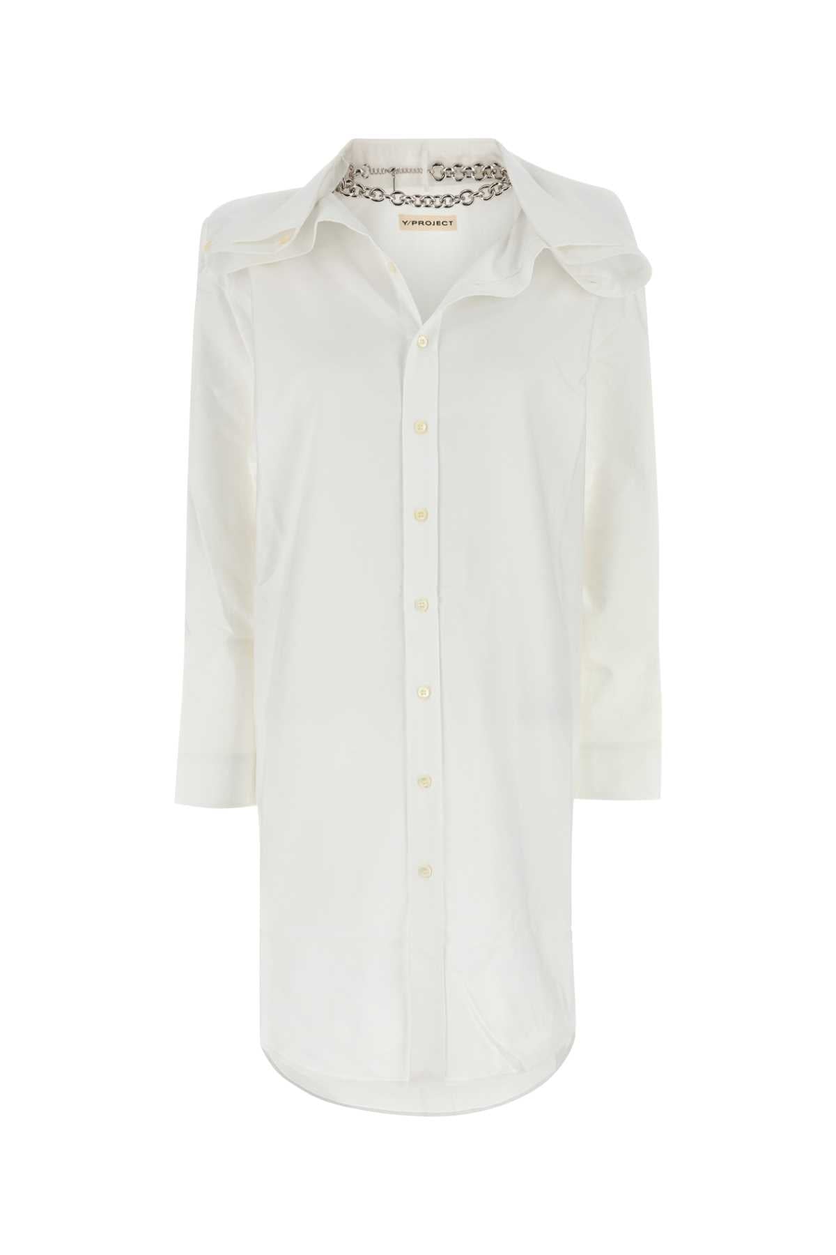 Y Project Chain Shirt Dress — White