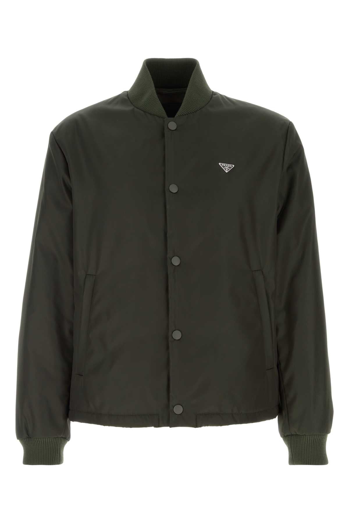 Prada Nylon Bomber Bomber Jacket — Green