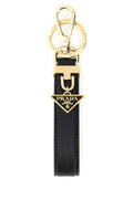 Prada Saffiano Leather with Gold-Tone Hardware Key Case — Black
