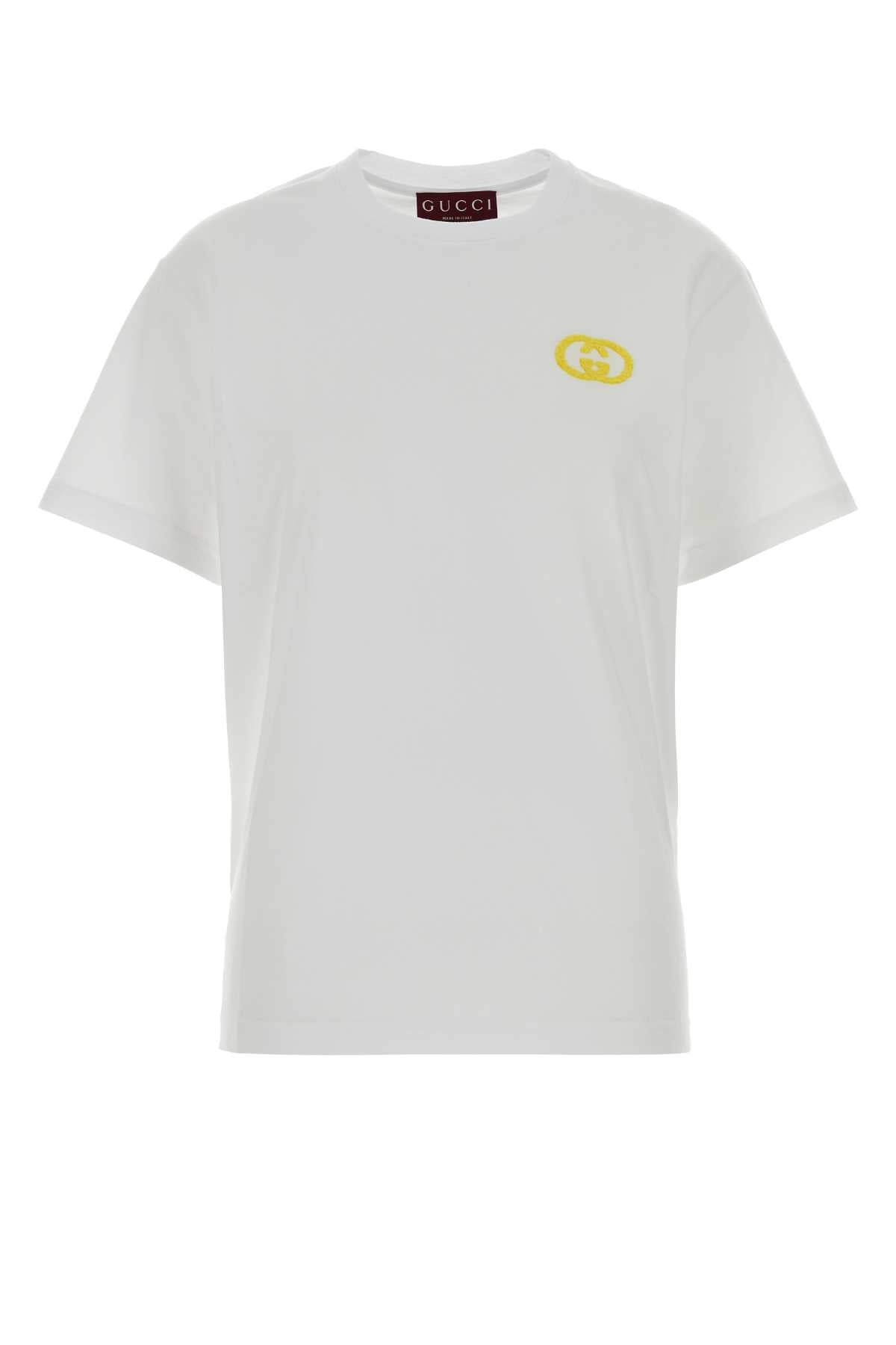 Gucci Logo-Embroidered Cotton T-Shirt — White