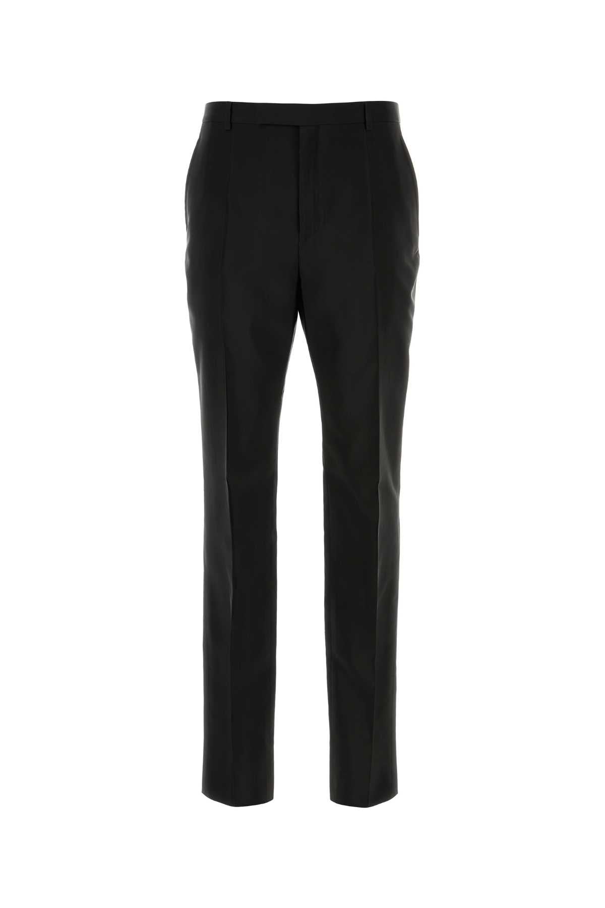 Saint Laurent Faille Wool Trousers — Black