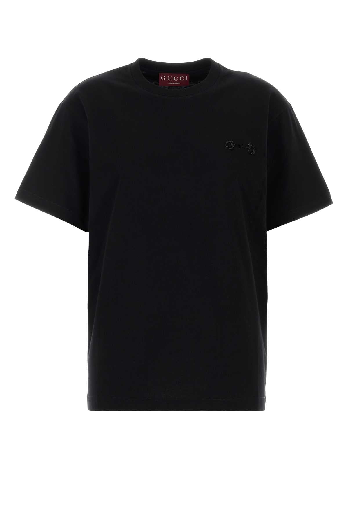 Gucci Logo-Embroidered Cotton T-Shirt — Black