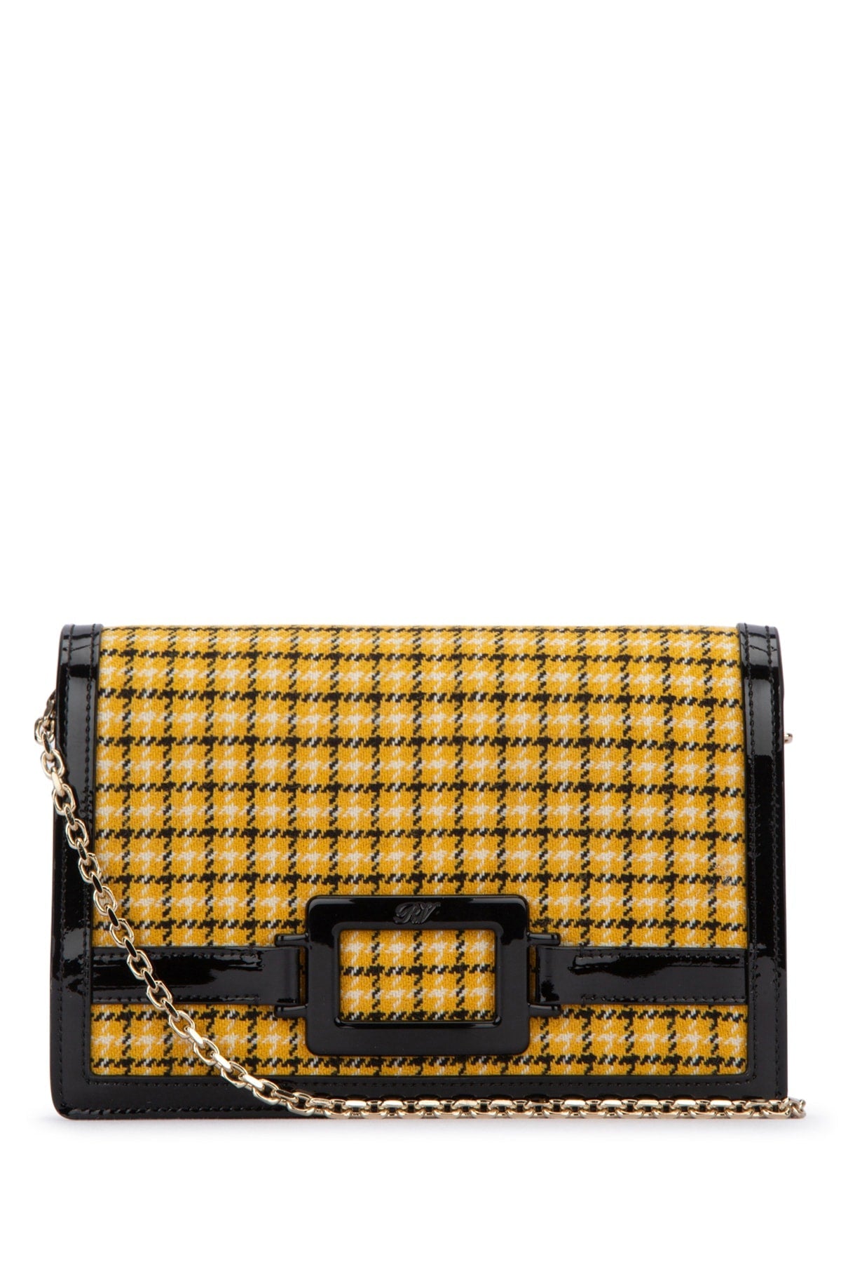 Cartera de mano de tweed a cuadros Roger Vivier - Dorado