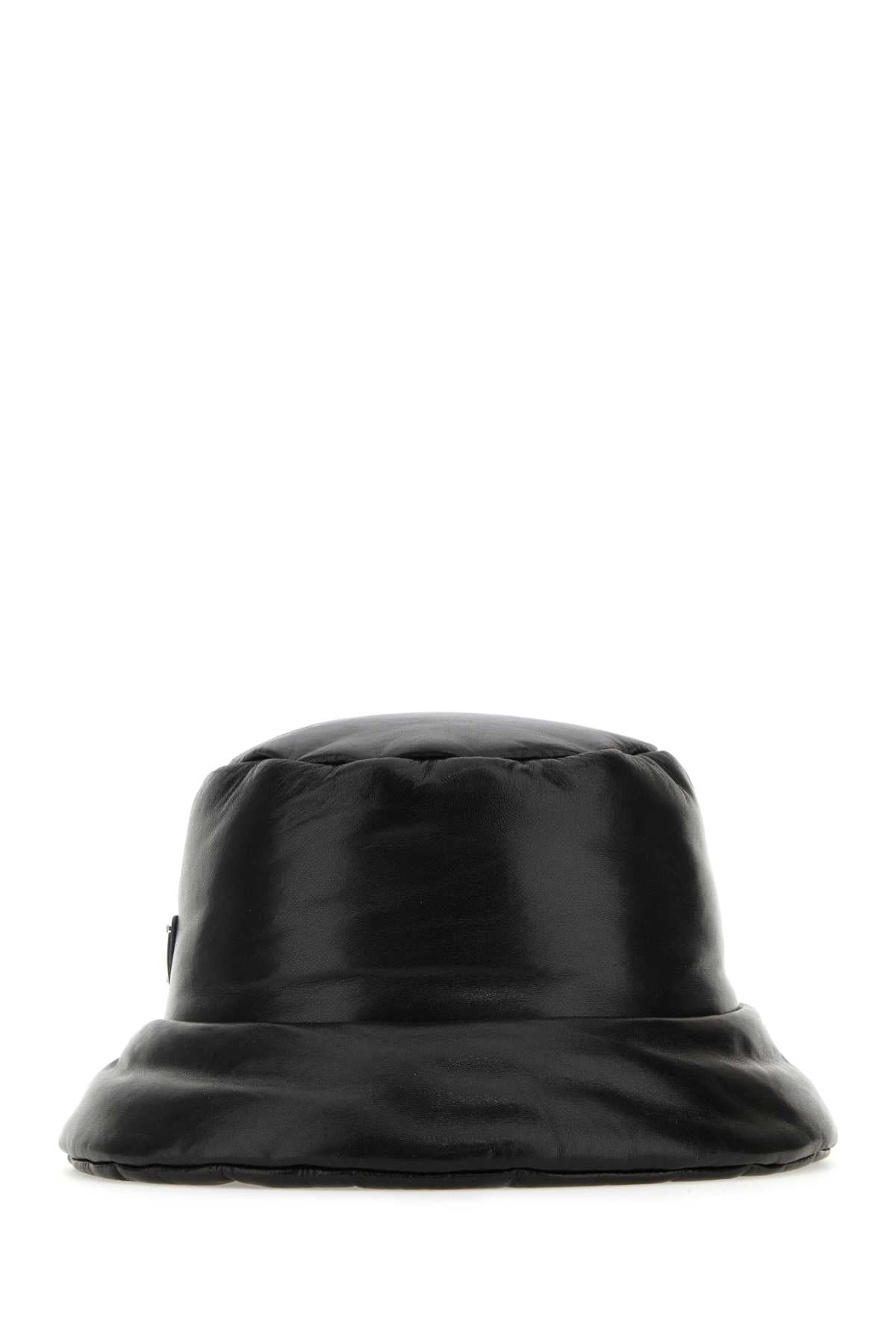 Prada CAPPELLI Nappa Leather Padded Bucket Hat — Black