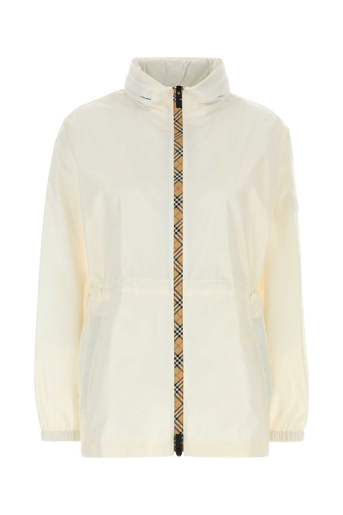 Burberry Nylon Windbreaker Jacket — White