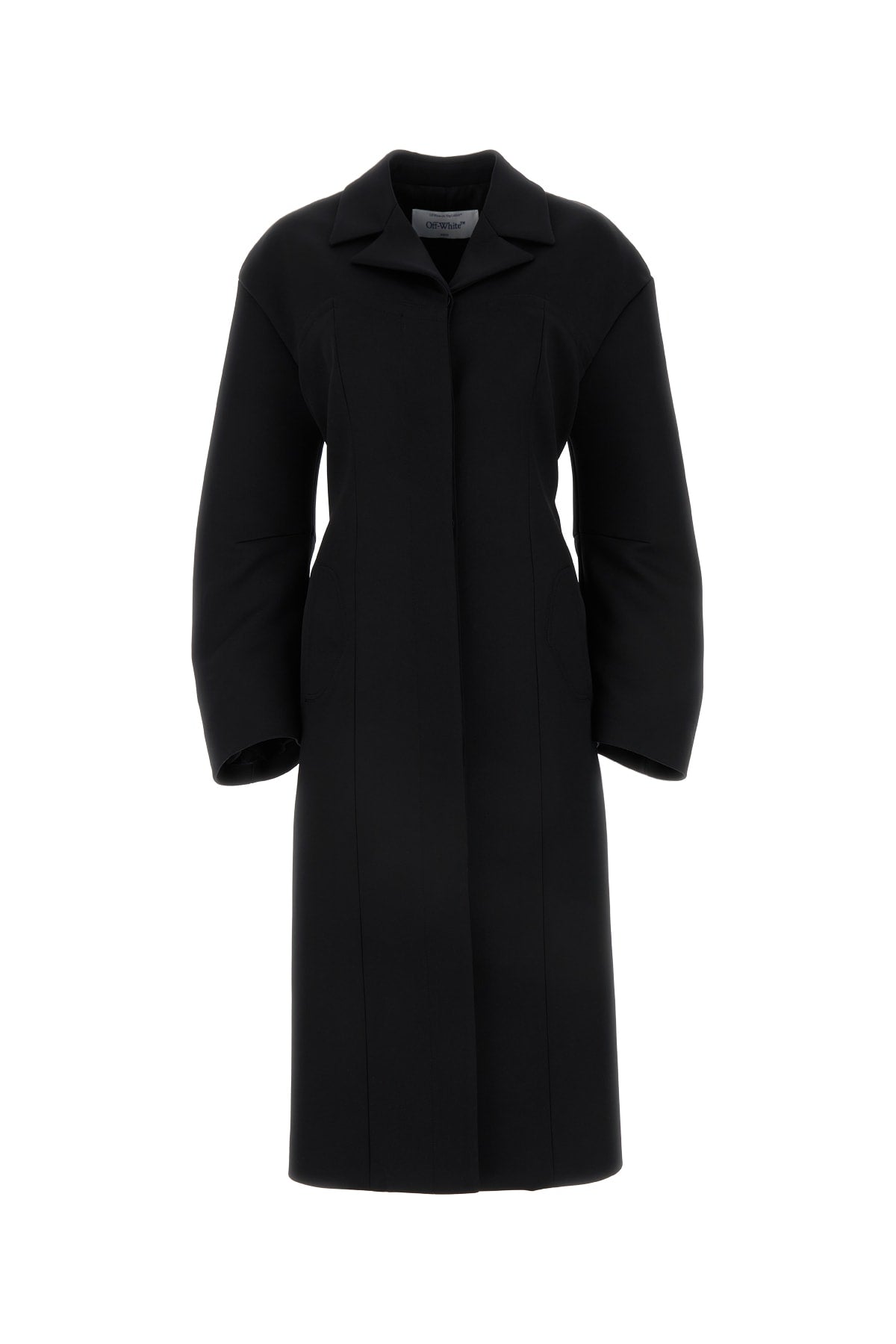 Off-White Wool-Blend Tailored Coat — Black