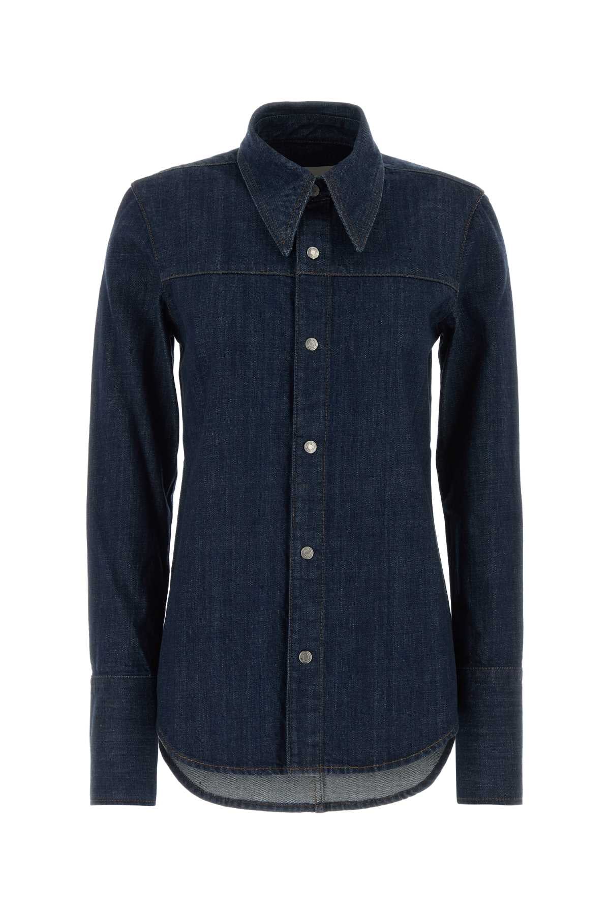 Camisa de cuello afilado AMI Paris — Azul marino