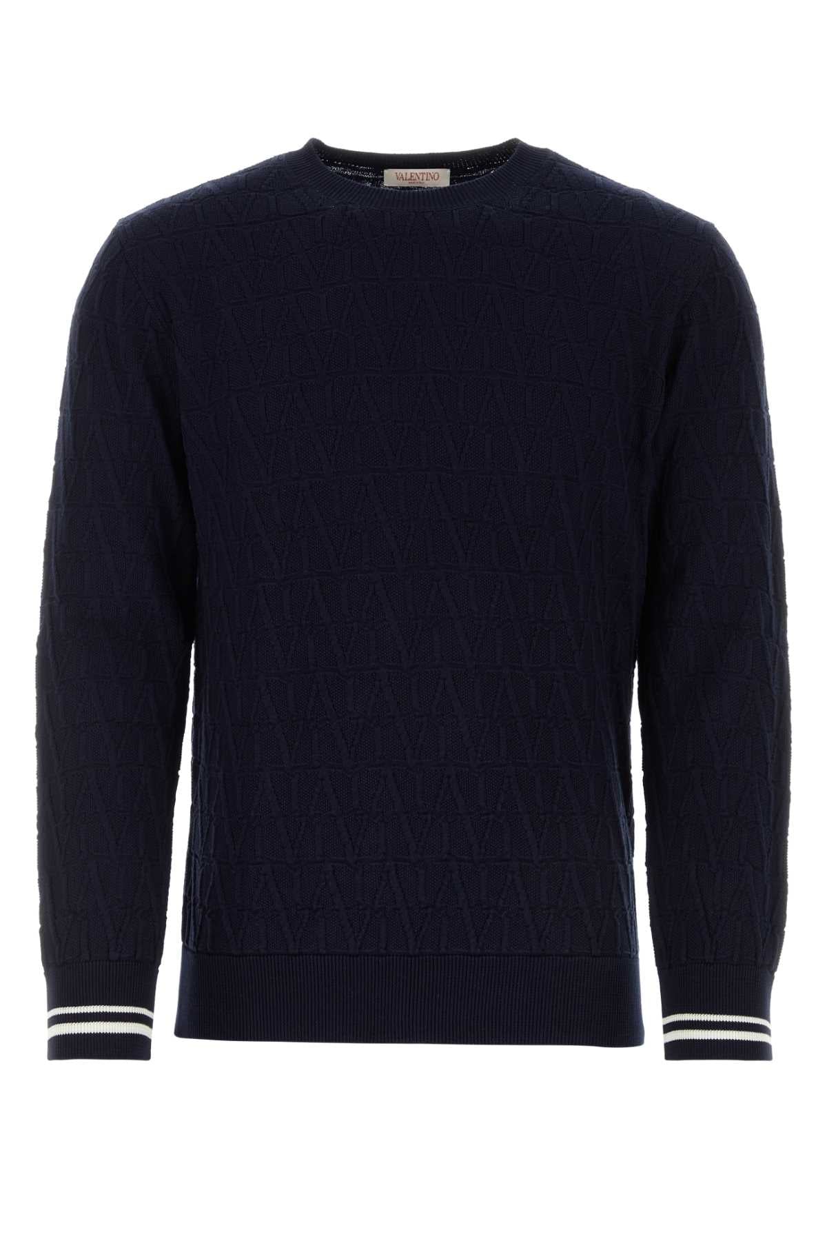 Valentino Garavani Cotton-Knit Sweater — Navy