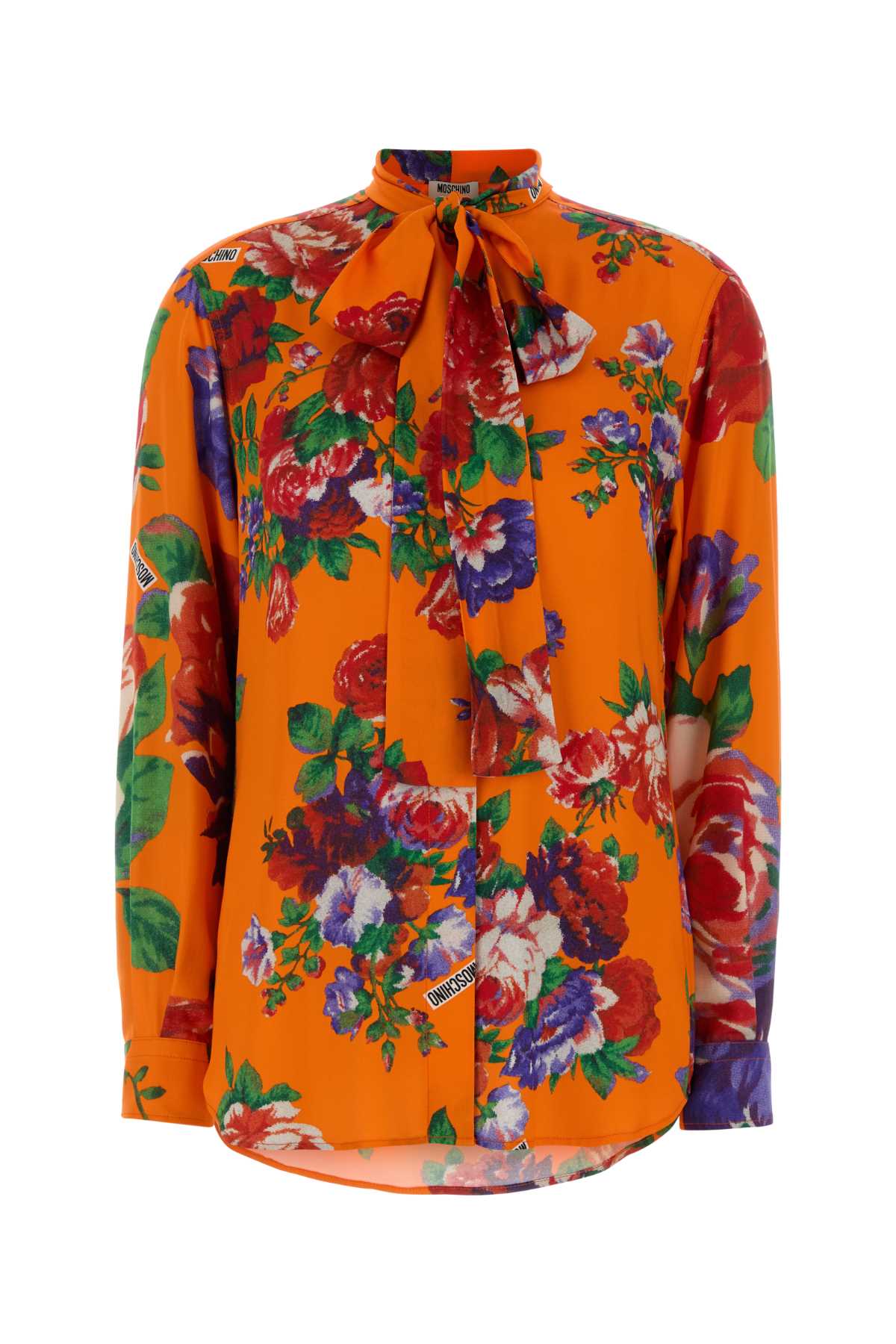 Moschino Floral-Printed Satin Shirt — Orange